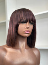 Load image into Gallery viewer, Lia-12&quot; Lace Closure Human Hair Bob Wig with Bangs

