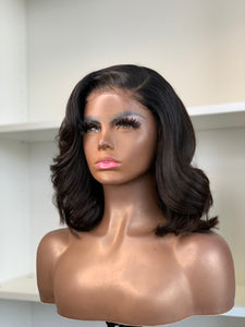 Crystal-16" 5x5 HD Lace Closure Raw Indian Body Wave  Human Hair Glueless Wig