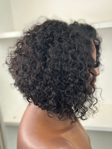 Sharon-Transparent Lace Closure 10" Deep Curly Human Hair Bob Wig
