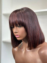 Load image into Gallery viewer, Lia-12&quot; Lace Closure Human Hair Bob Wig with Bangs
